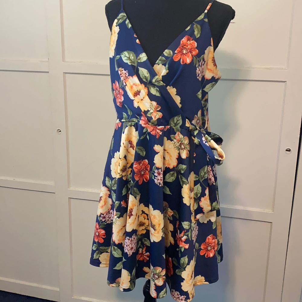 Blue yellow floral dress